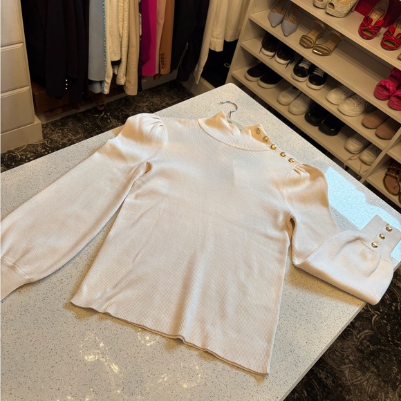 Lauren Ralph Lauren Cream Sweater with Gold Buttons - Picture 6 of 8